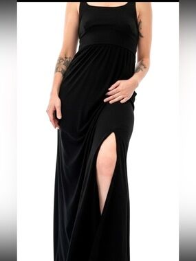 SO Black Maxi Dress with Double Side Slit